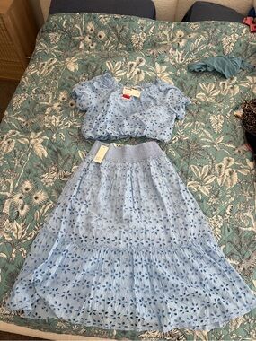T.J.Maxx Light Blue Eyelet Two-Piece Set